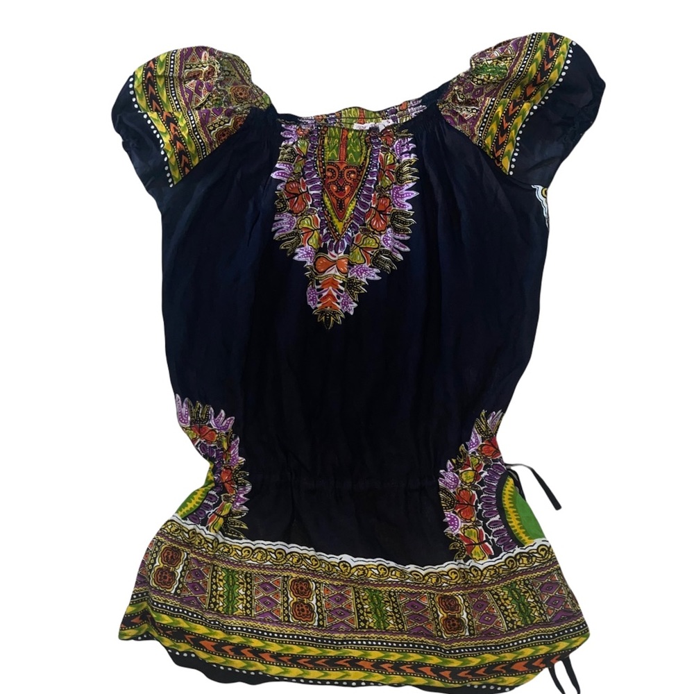 5/$25 FUNKY PEOPLE black patterned tunic top